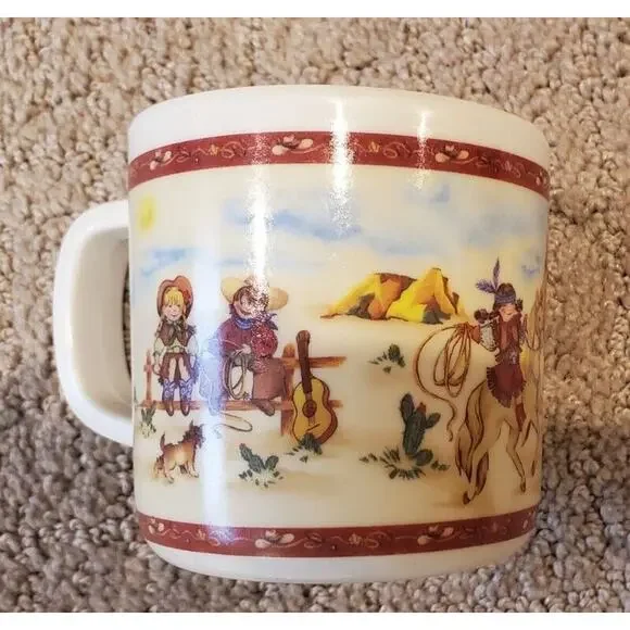 Extremely Rare HTF Plastic Plate Bowl Cup Cowboy Native American Themed